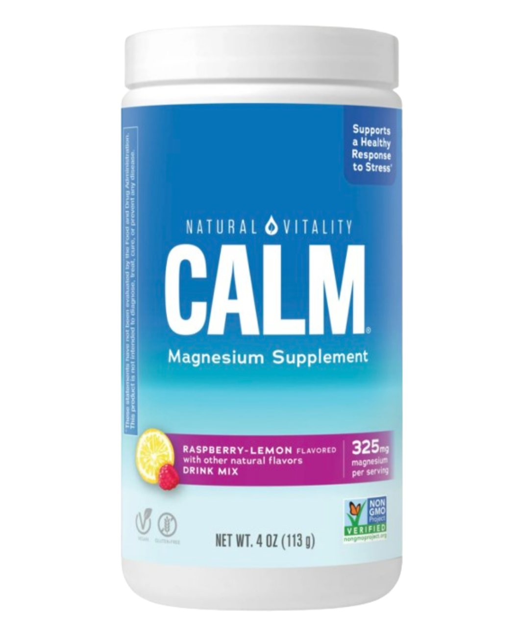 Natural Vitality CALM Magnesium Powder Drink Mix for Mood Support, Raspberry Lemon, 4 oz