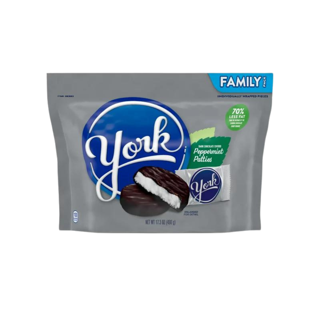 York Dark Chocolate Peppermint Patties Candy, Family Pack 17.3 oz