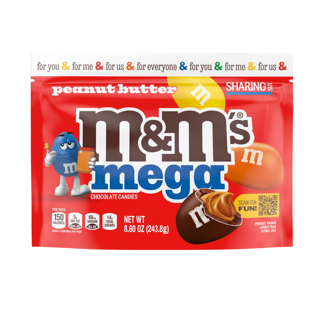 M&M's Mega Peanut Butter Chocolate Candy, Sharing Size- 8.6 oz Bag