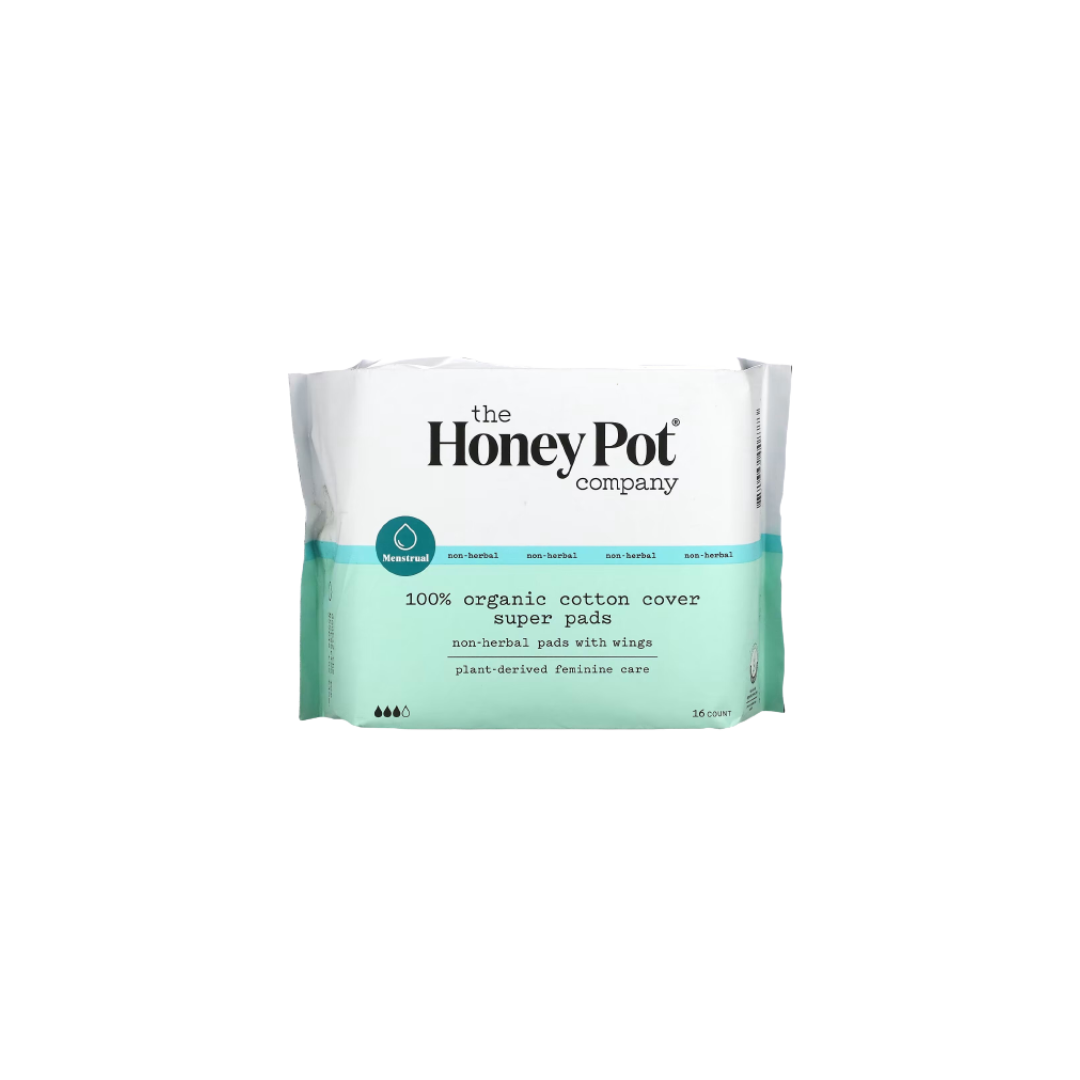 The Honey Pot Company, Non-Herbal Super Pads with Wings, Organic Cotton Cover - 16ct