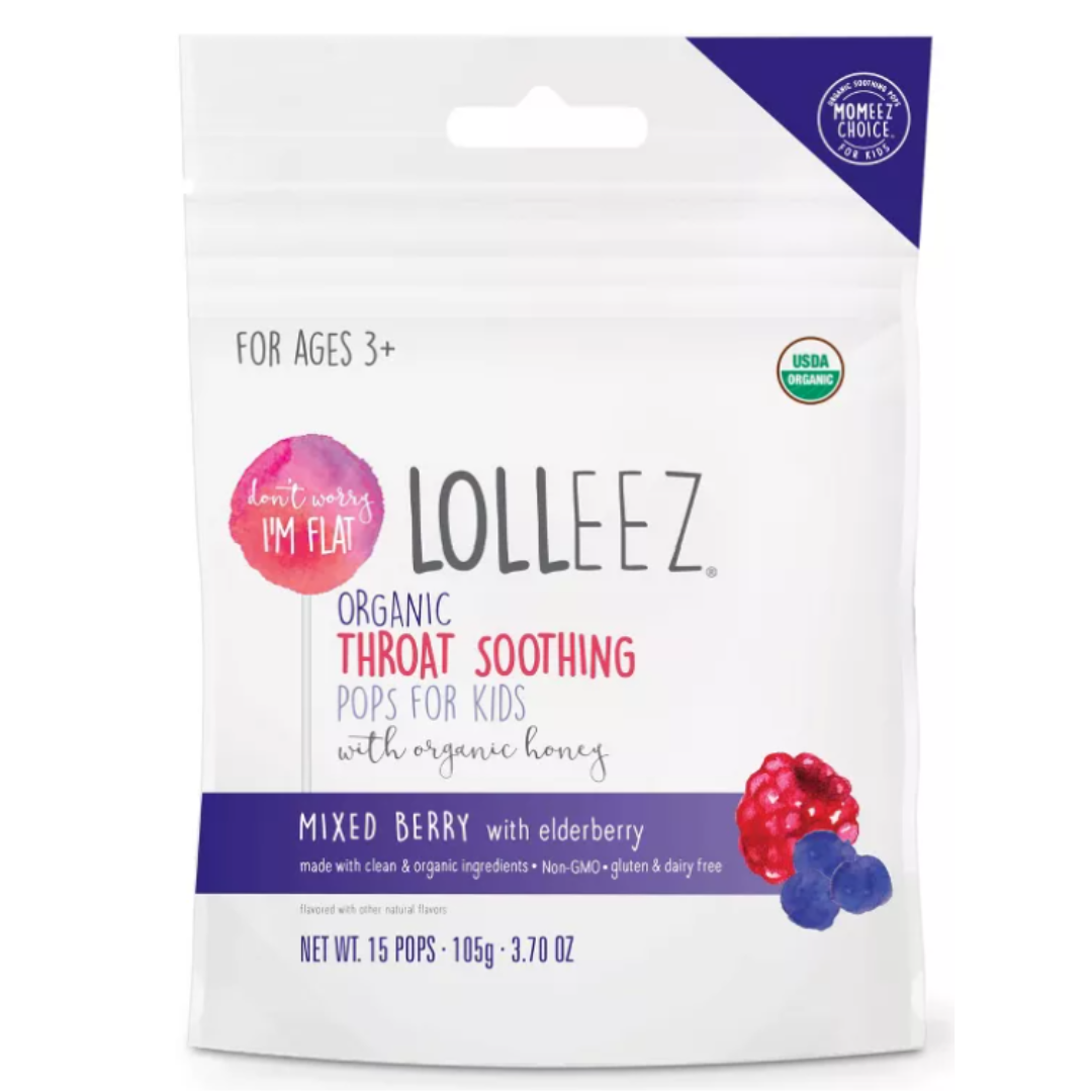 Lolleez Organic Throat Soothing for Kids' Lollipop - Mixed Berry/Elderberry - 15ct