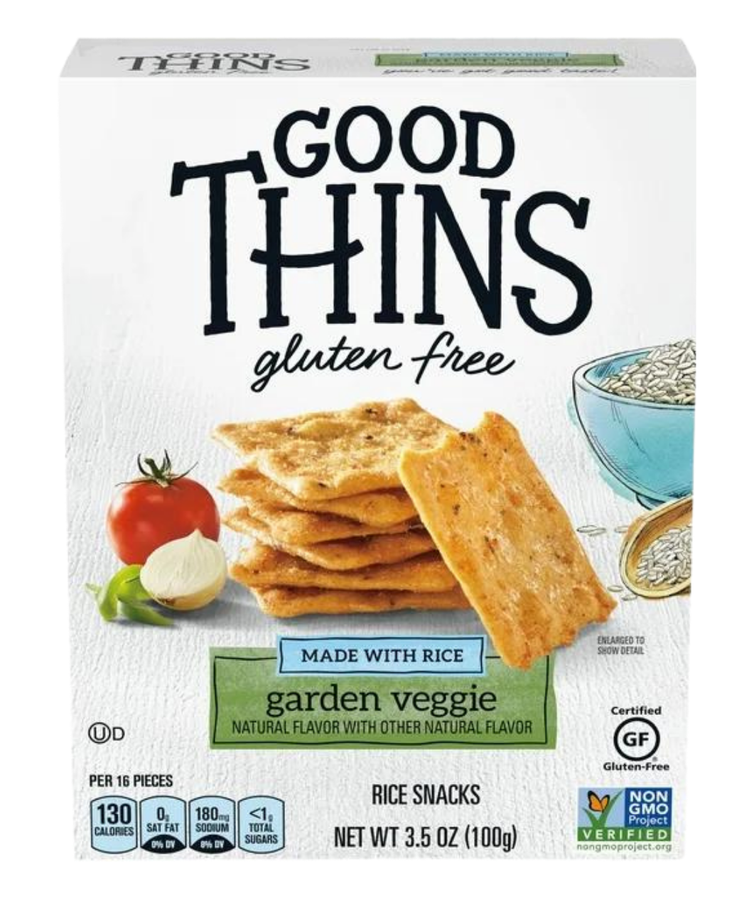 Good Thins Garden Veggie Rice Snacks Gluten Free Crackers, 3.5 oz