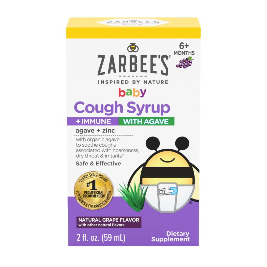 Zarbee's Baby Cough Syrup + Immune with Organic Agave & Zinc - Natural Grape Flavor - 2 fl oz