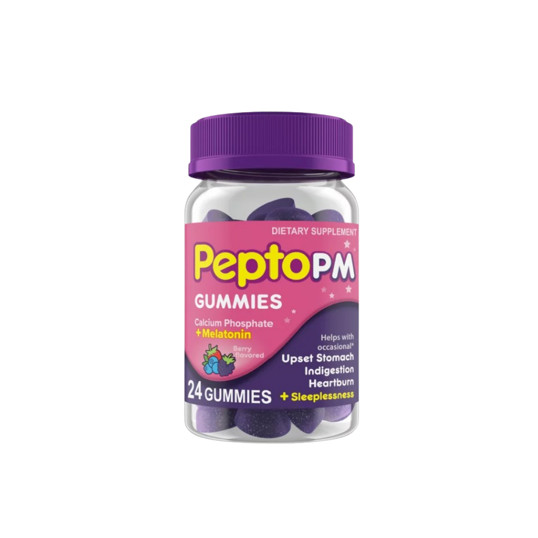 Pepto PM Gummies, Upset Stomach Relief with Sleep Support, over-the-Counter Medicine, 24 Chewable