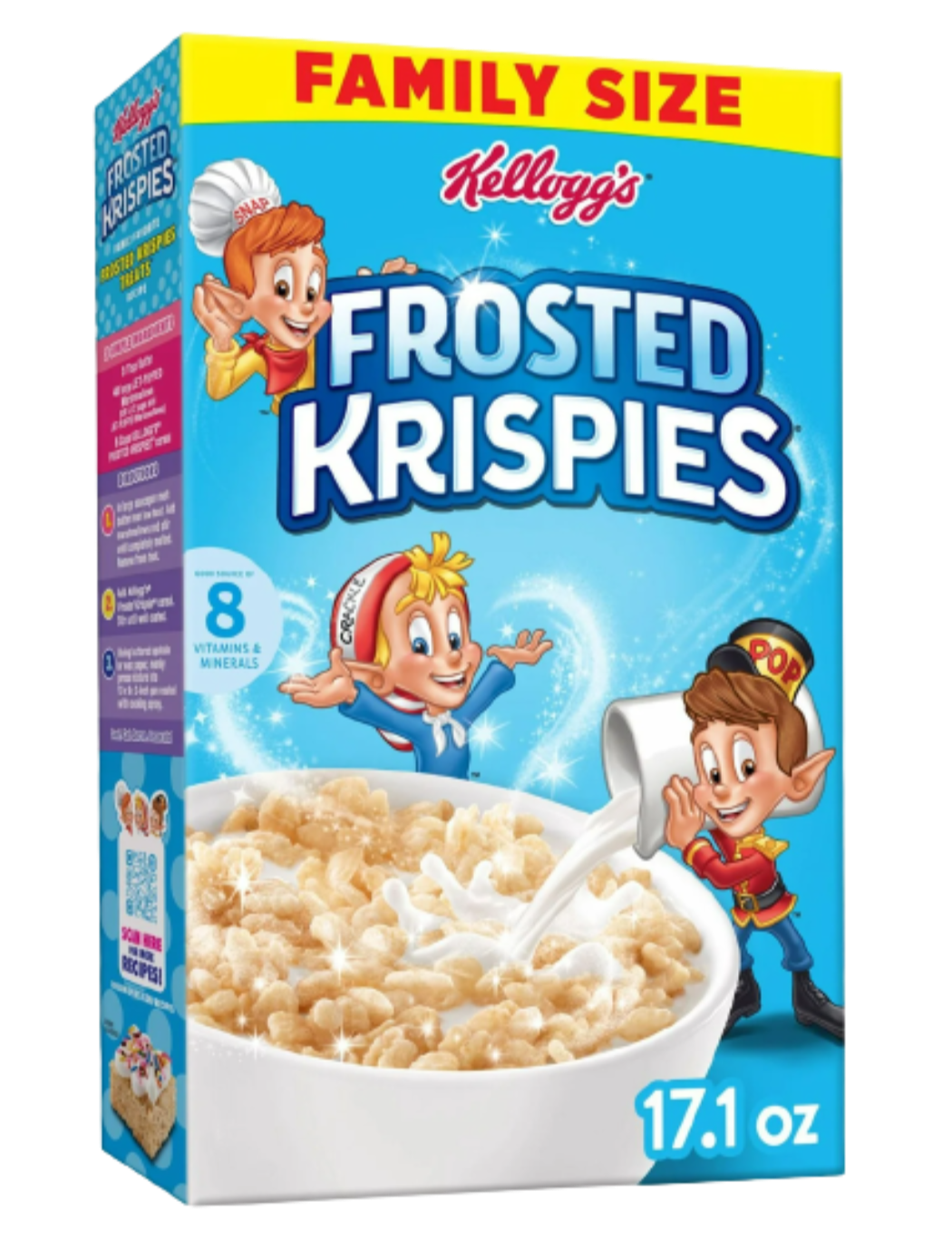 Kellogg's Frosted Krispies Frosted Flavor Breakfast Cereal, Family Size, 17.1 oz Box