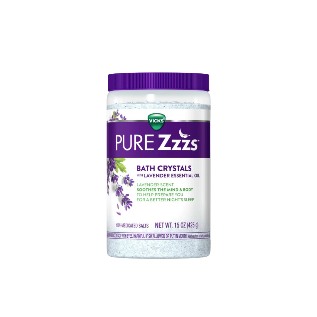 Zzzquil Pure Zzzs Bath Crystals, Bath Bomb Non-Medicated Bath Salts with Lavender, Uncolored, 15oz