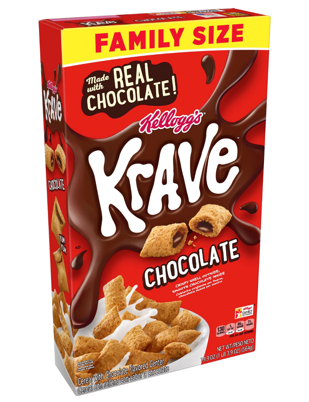 Kellogg's Krave Breakfast Cereal, Chocolate, Family Size, 17.3 Oz