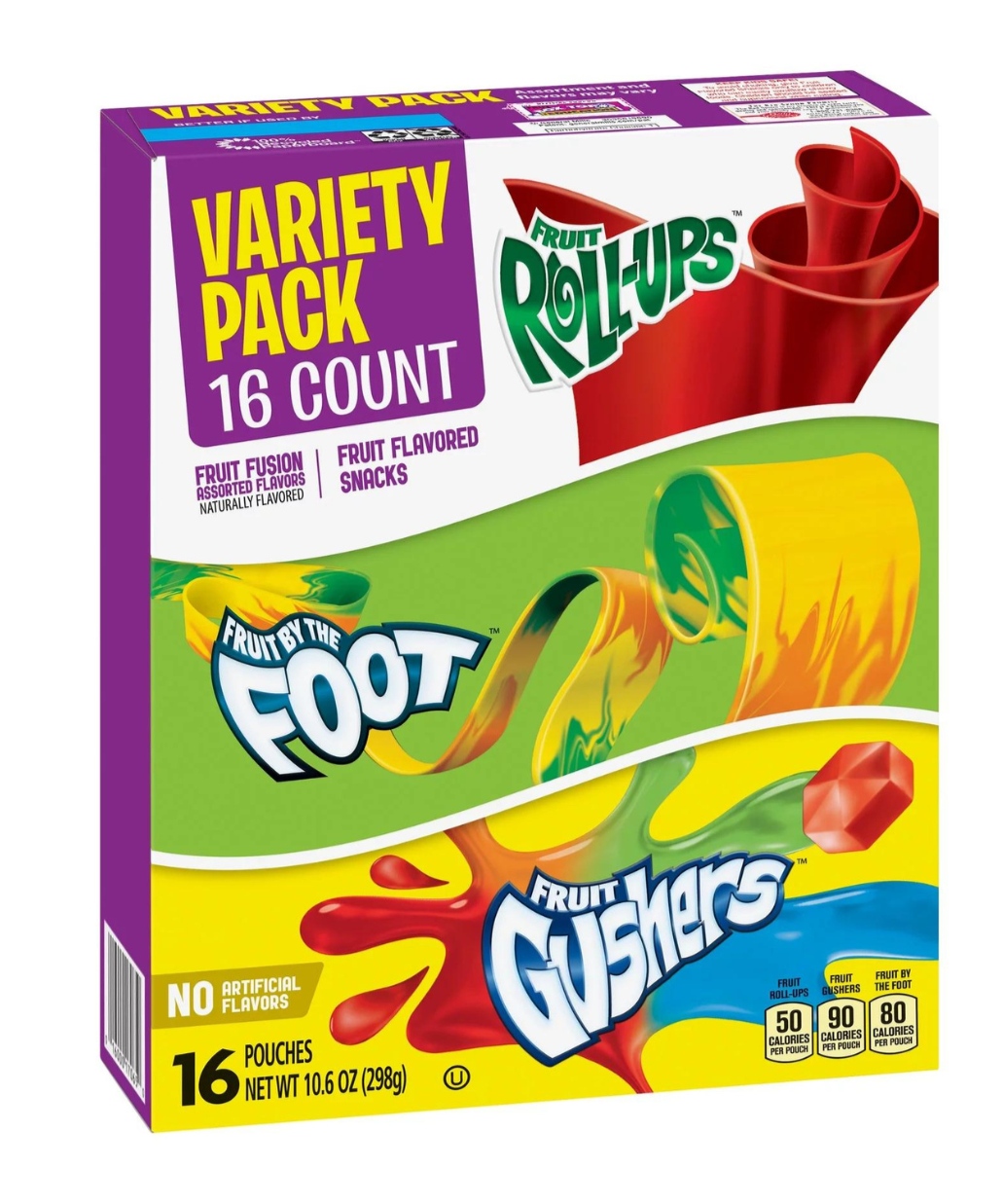 Fruit Roll-Ups Fruit By The Foot Fruit Gushers Variety Pack 16 Pouches