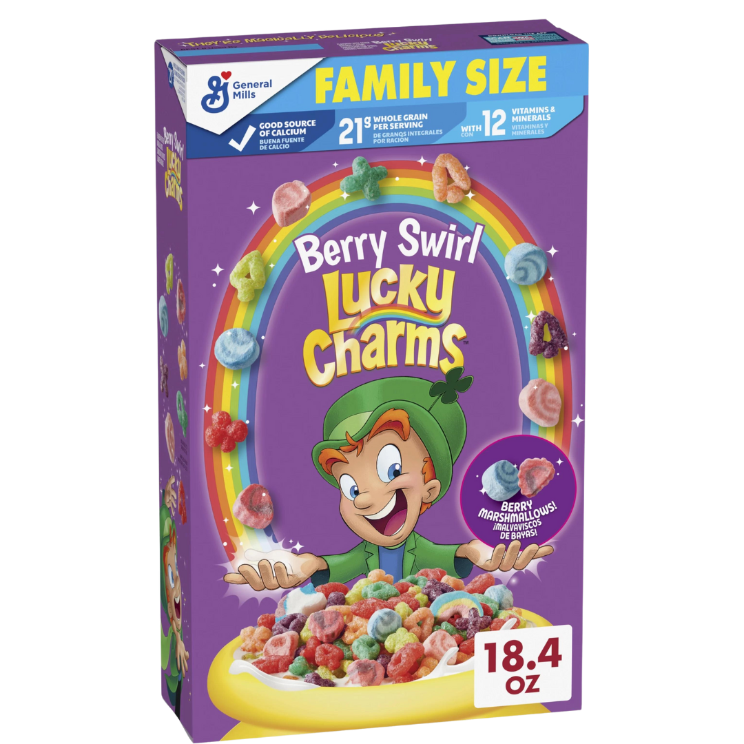 Lucky Charms Berry Cereal with Marshmallows, Family Size, 18.4 oz