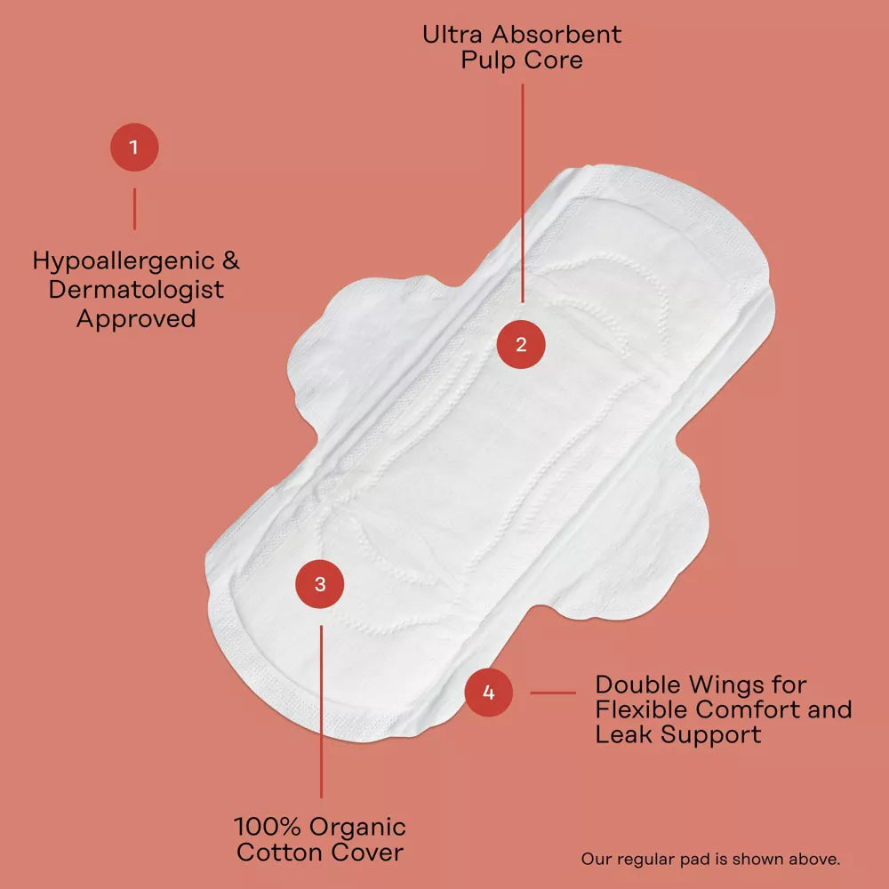 The Honey Pot Company, Herbal Regular Pads with Wings, Organic Cotton Cover - 20ct