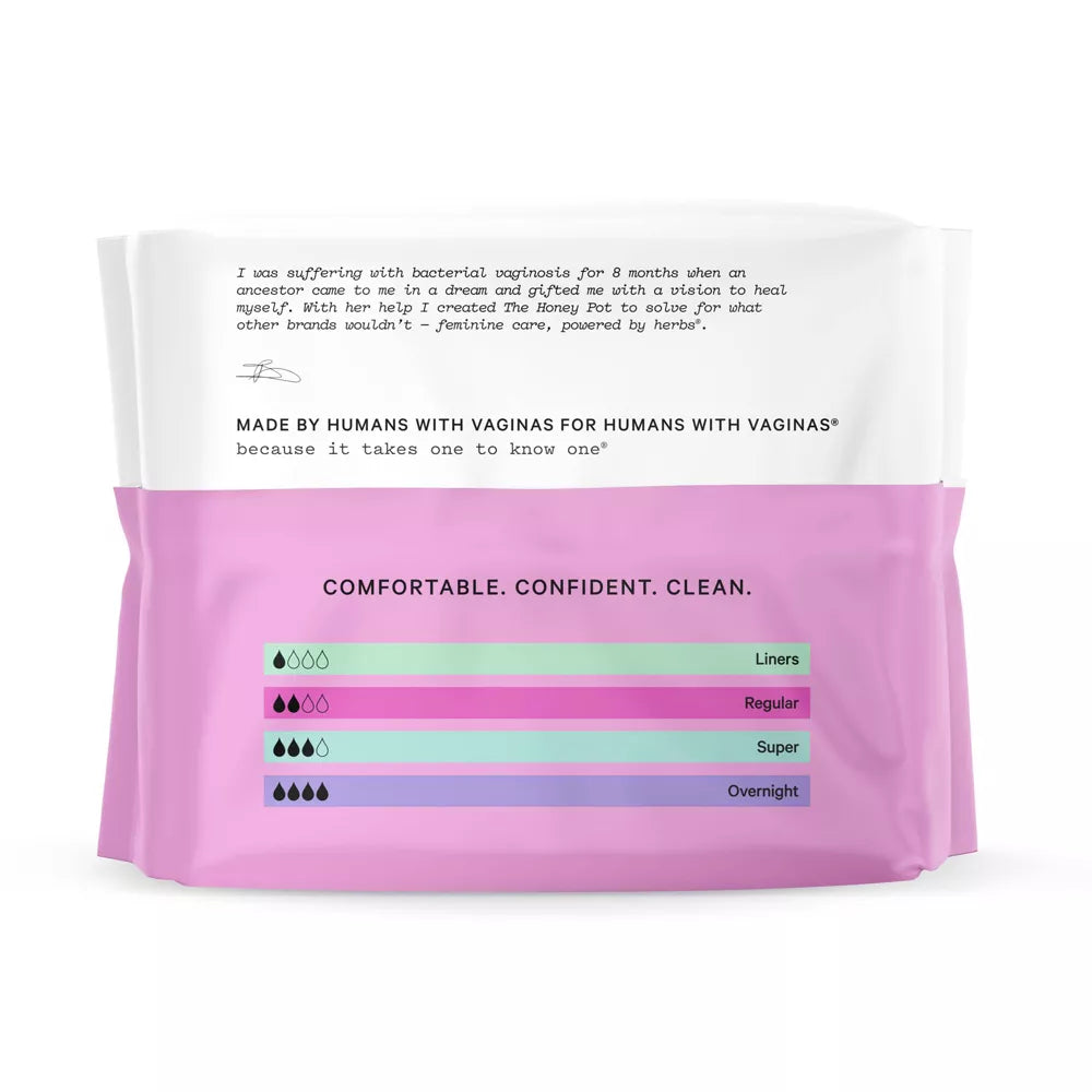 The Honey Pot Company, Herbal Regular Pads with Wings, Organic Cotton Cover - 20ct