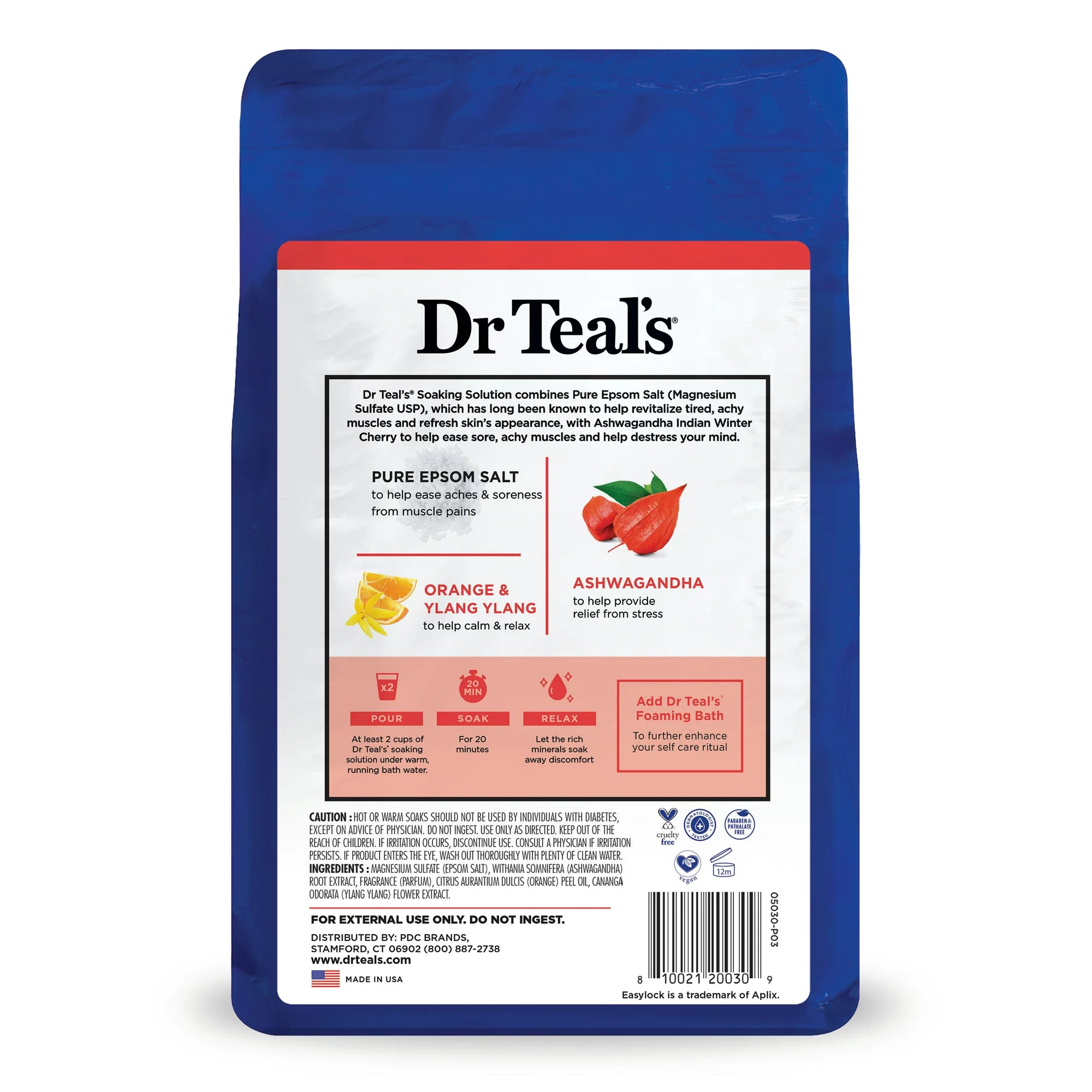 Dr Teal's Calm Your Mind Epsom Salt Soak with Ashwagandha, 3 lbs.