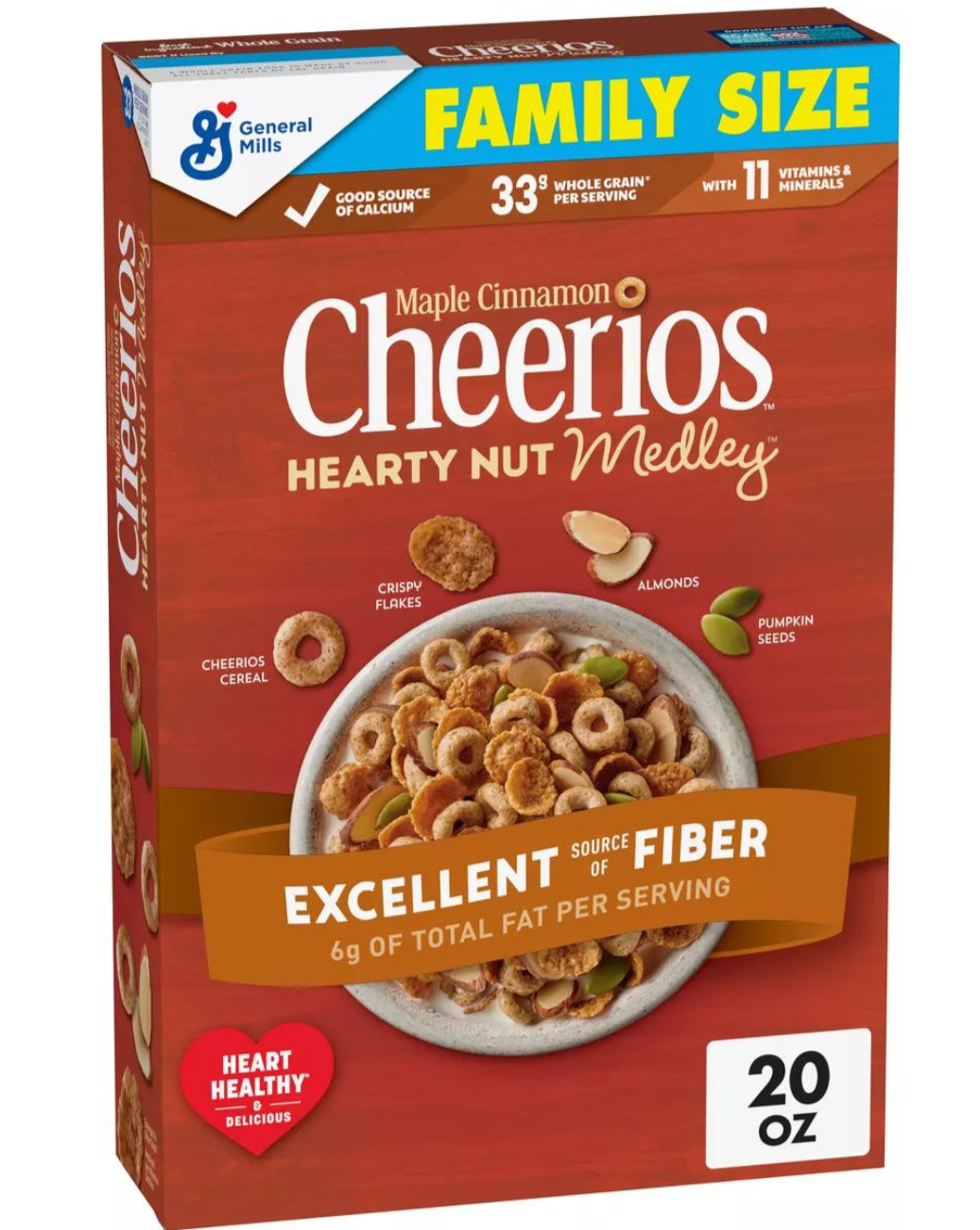 Cheerios Hearty Nut Medley Maple Cinnamon Family Size Cereal - 20oz