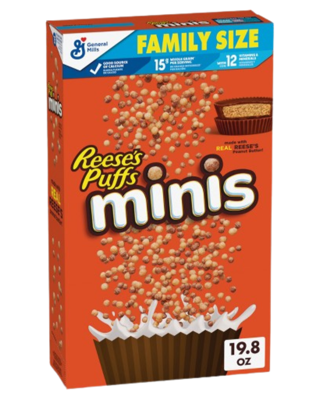 Reese's Puffs Minis Breakfast Cereal, Chocolate Peanut Butter Cereal, Family Size, 19.8 OZ