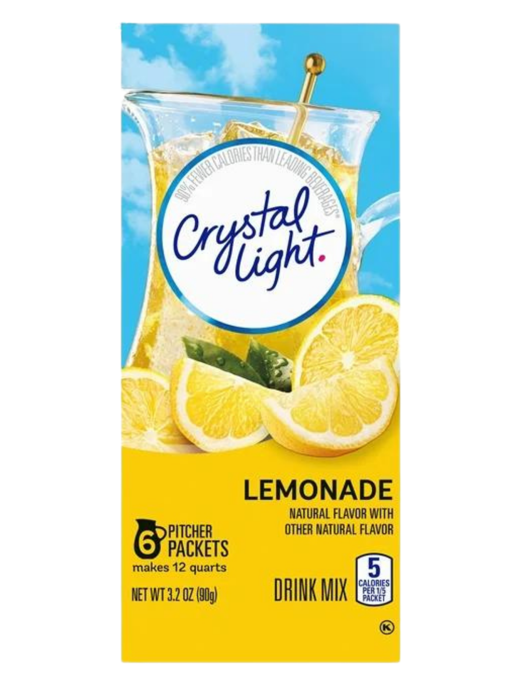 Crystal Light Lemonade Sugar Free Drink Mix Caffeine Free, 6 ct Pitcher Packets