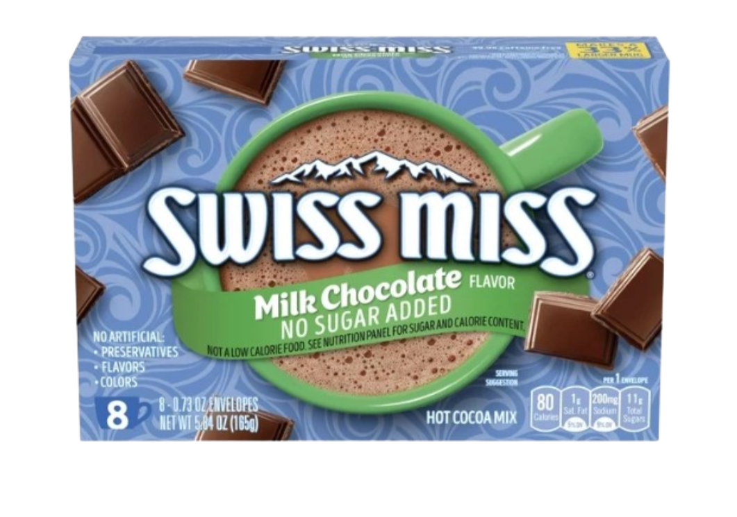 Swiss Miss No Sugar Added Milk Chocolate Flavored Hot Cocoa Mix, 8 Count Hot Cocoa Mix Packets