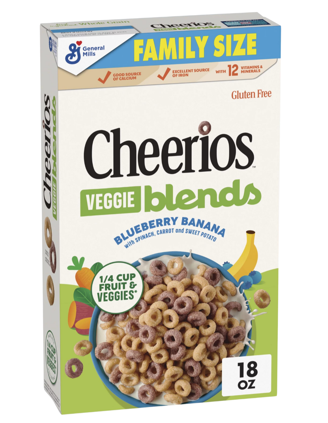 Cheerios Veggie Blends Blueberry Banana Family Size Cereal - 18oz