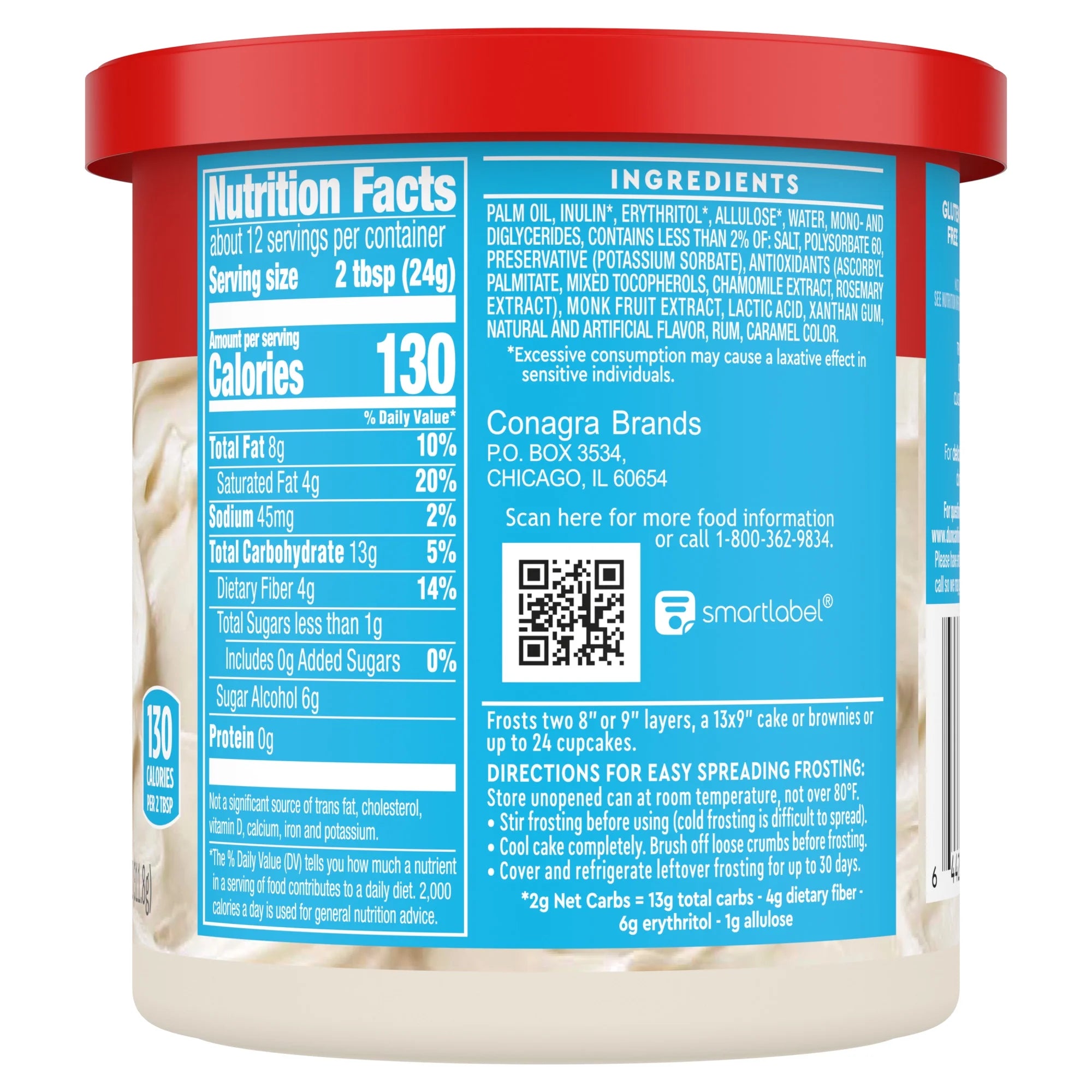 Duncan Hines Keto Friendly Vanilla Flavored Frosting, 11 oz