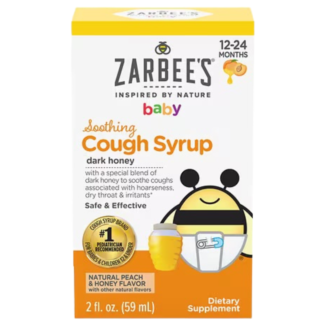 Zarbee's Baby Soothing Cough Syrup, Natural Peach & Honey Flavor, 2oz