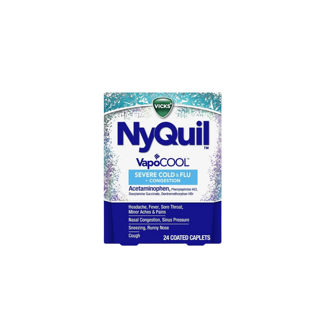 Vicks DayQuil Severe Vapocool Caplets for Cold, Flu + Congestion, over-the-counter Medicine, 24 Ct