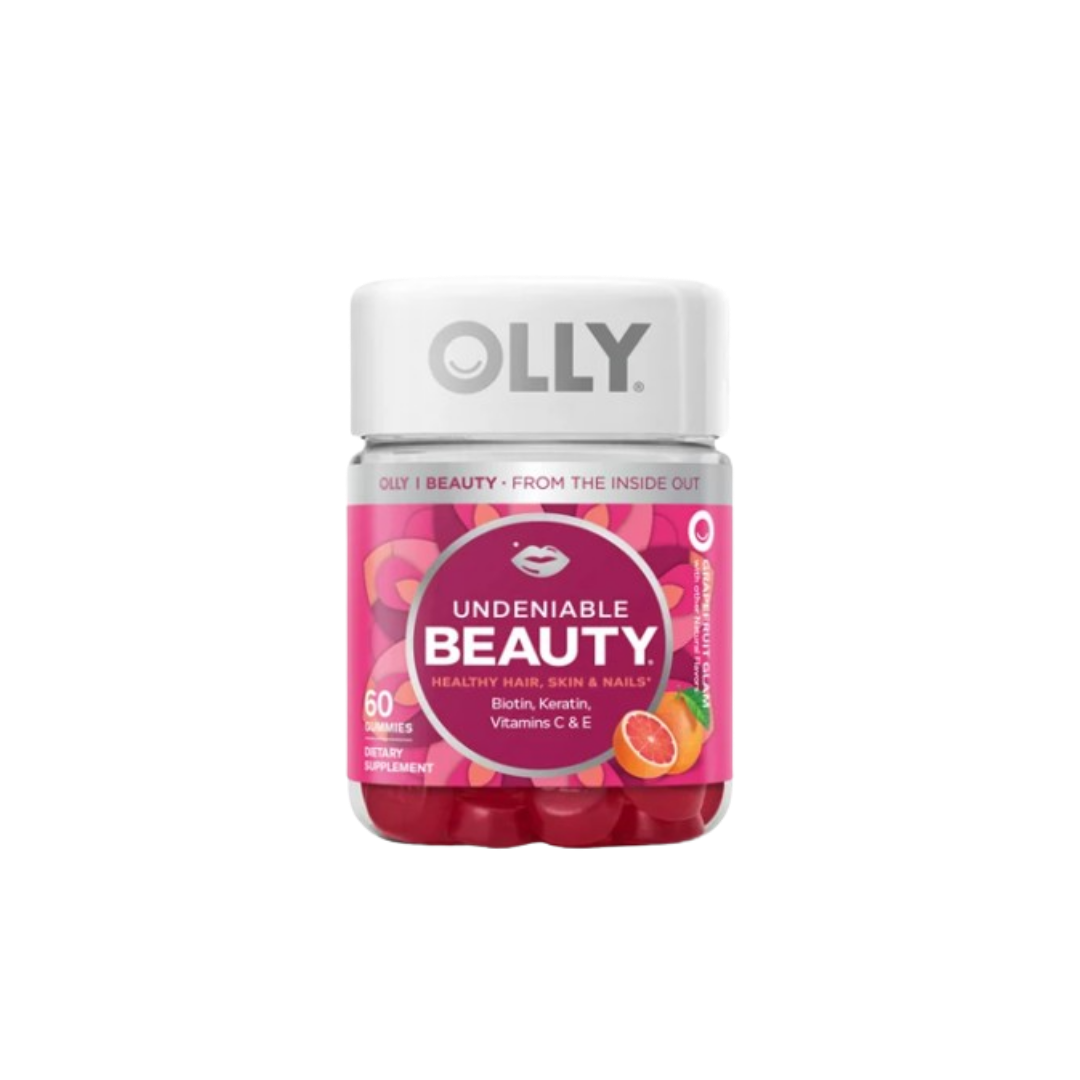 OLLY Undeniable Beauty Multivitamin Gummies for Hair Skin & Nails with Biotin, Keratin, Vitamins C & E - Grapefruit Glam - 60ct