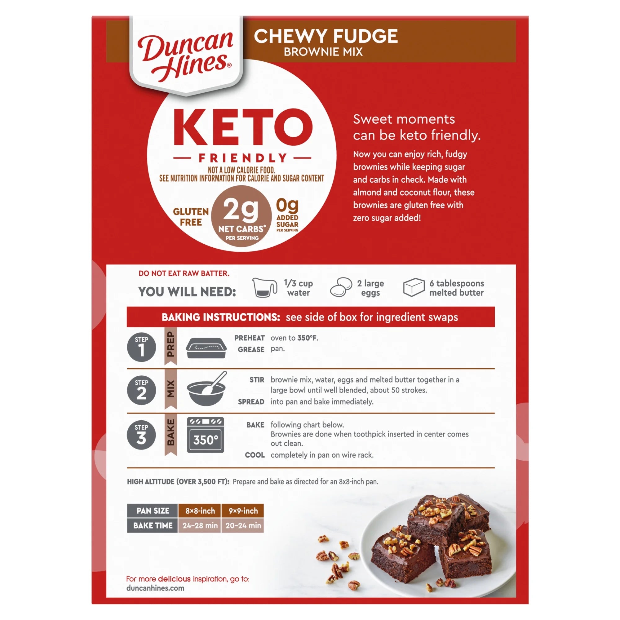 Duncan Hines Keto Friendly Chewy Fudge Brownie Mix, 10 oz