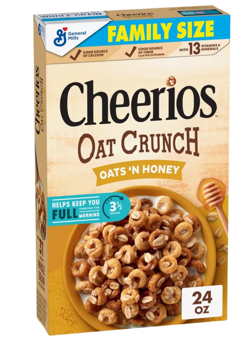 General Mills Family Size Cheerios Oat Crunch Oats Honey Cereal - 24oz