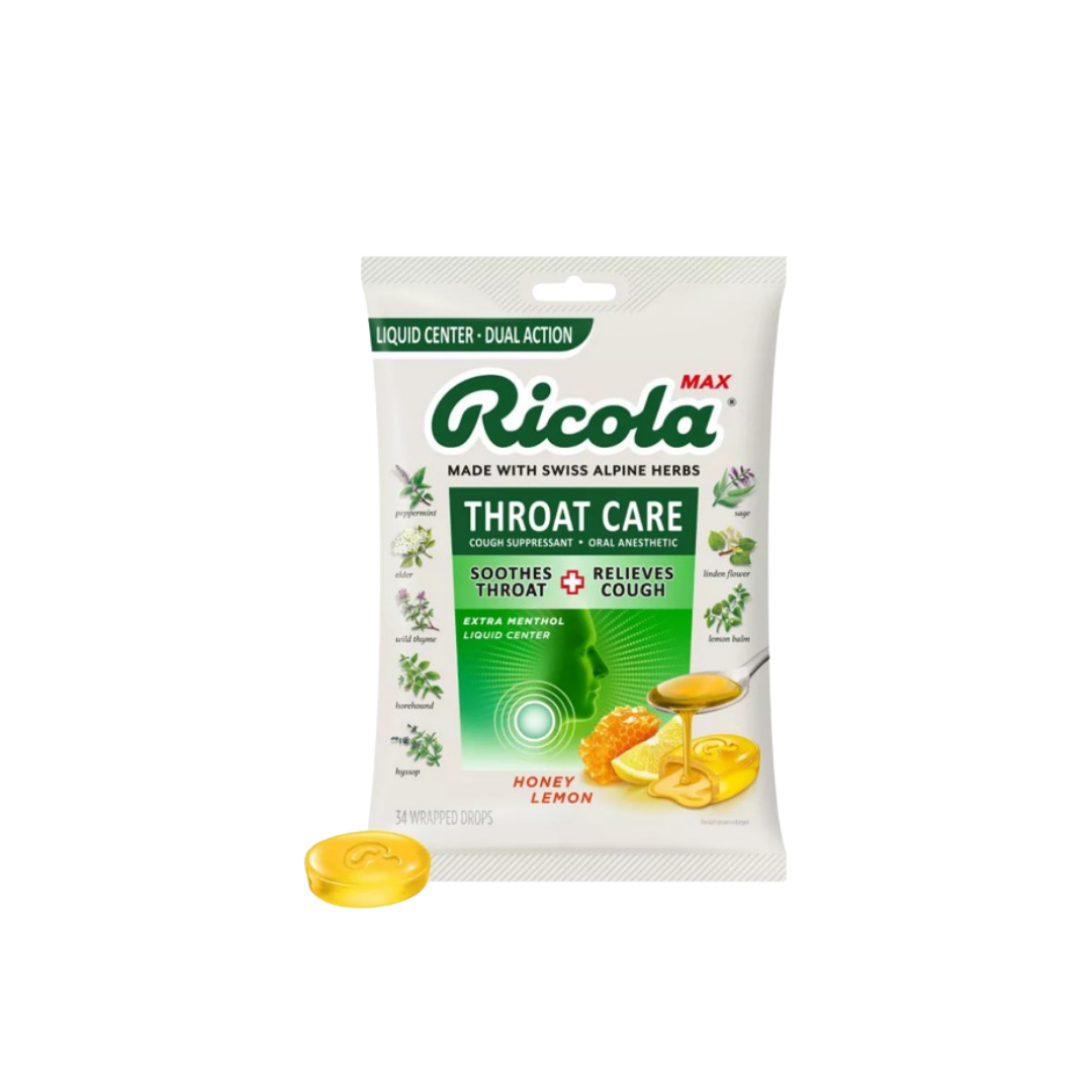 Ricola Max Throat Care Drops - Honey Lemon - 34ct