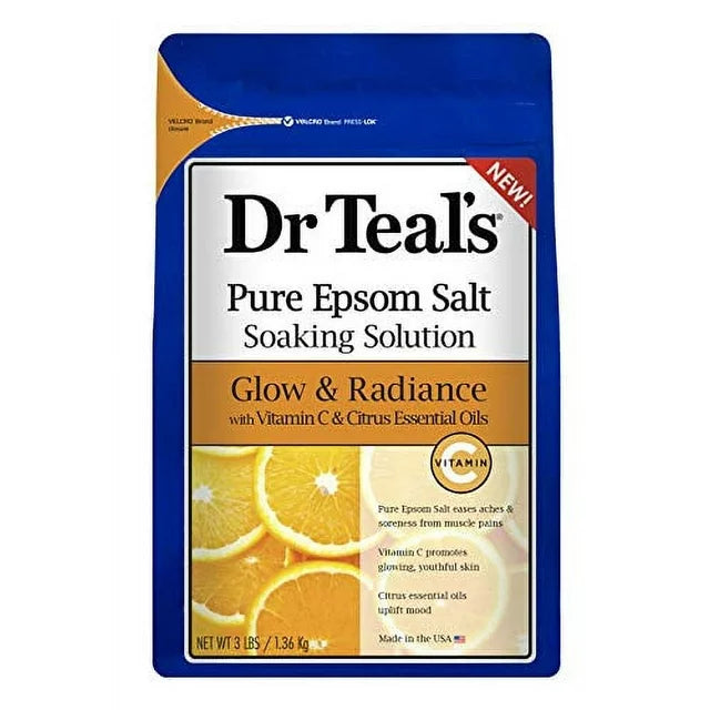 Dr. Teal s Glow & Radiance with Vitamin C & Citrus Essential Oils Pure Epsom Salt Soaking Solution 3lbs