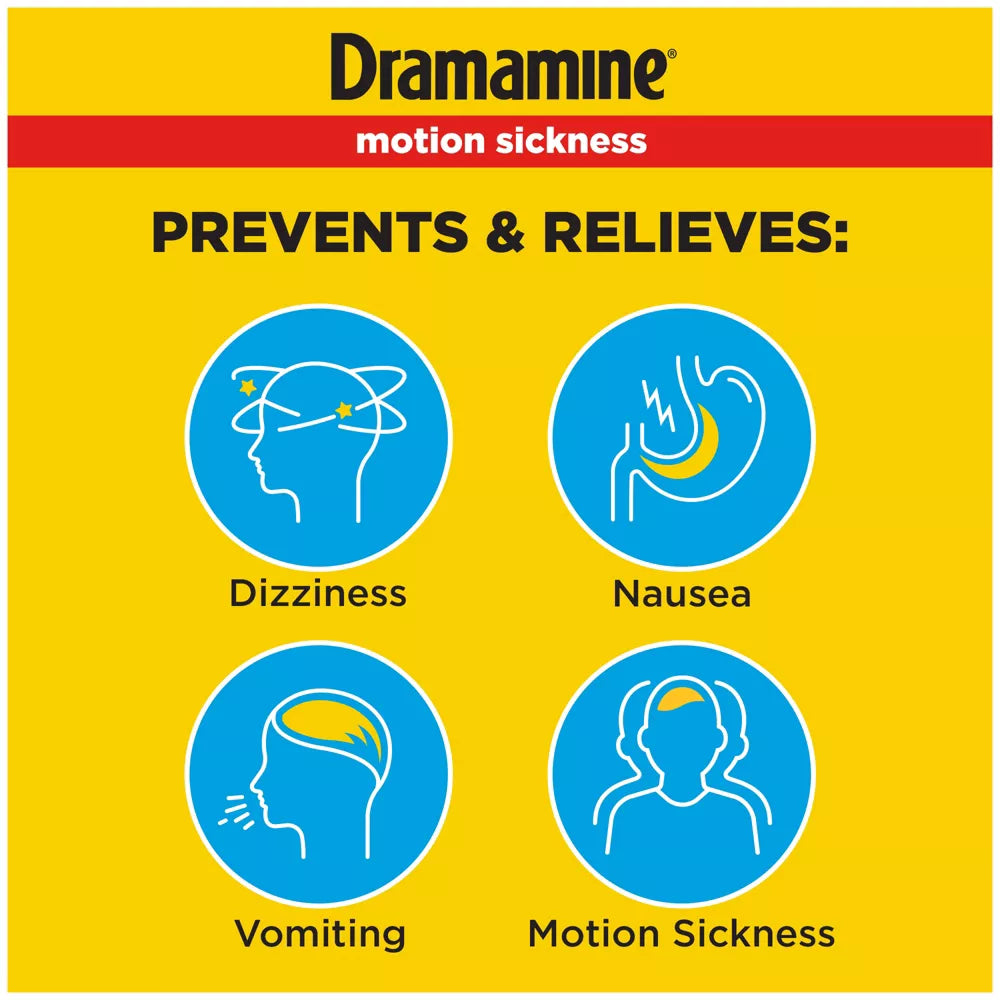 Dramamine Original Formula Motion Sickness Relief Tablets for Nausea, Dizziness & Vomiting - 12ct