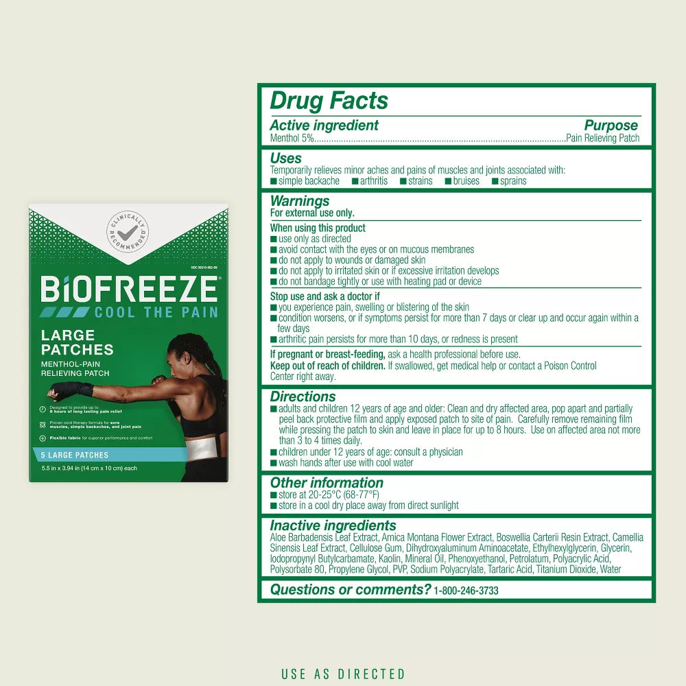Biofreeze Pain Relieving Patch - 5ct