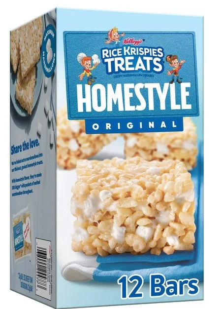 Rice Krispies Treats Homestyle Original Chewy Marshmallow Snack Bars, Ready-to-Eat, 13.96 oz, 12 Count