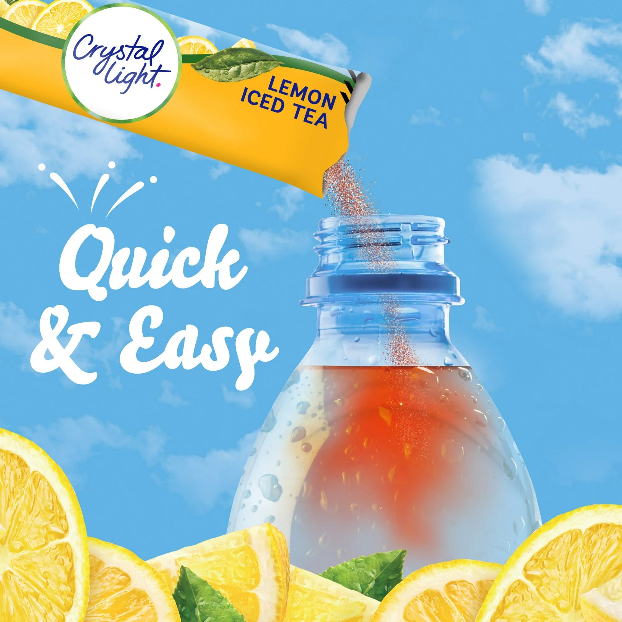 Crystal Light Lemon Iced Tea Sugar Free Drink Mix Singles, 10 ct On-the-Go-Packets