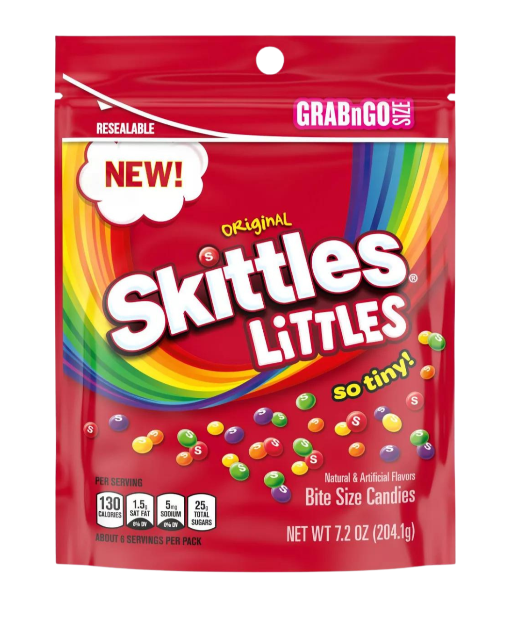 SKITTLES LITTLES Original Chewy Candy, Grab N Go, 7.2 Oz Resealable Bag